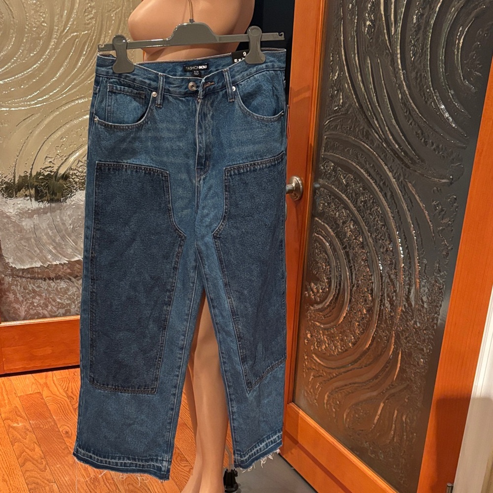 Fashion Nova Blue Denim Cropped Pants